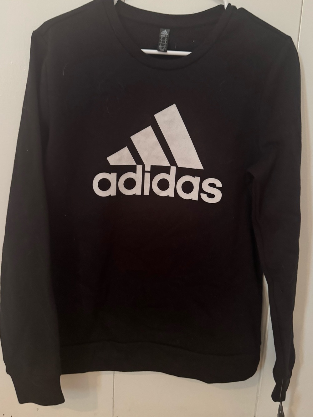 adidas Black Crewneck Sweatshirt with White Trefoil Logo